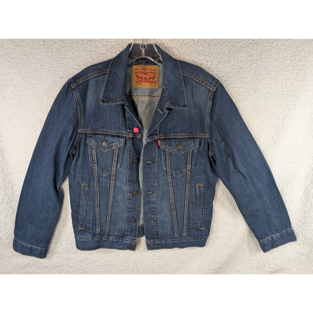 Levis women's trucker jacket rare back design sz small med wash